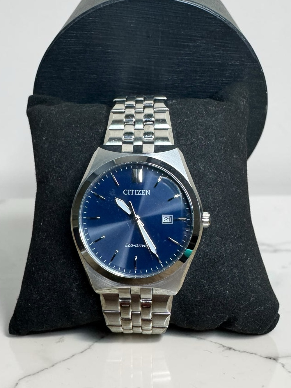 Citizen Men's Watch with Silver Band and Blue Dial